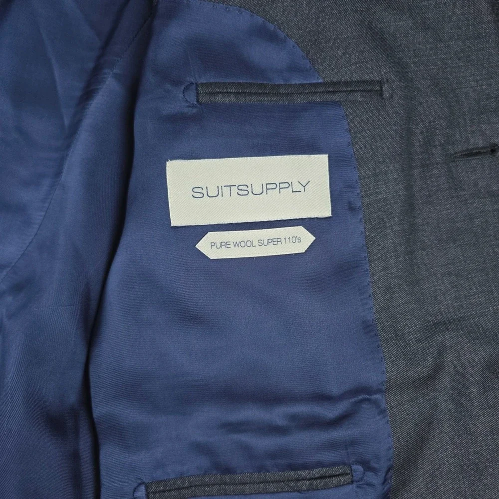 Suitsupply Mens Gray Wool Blazer Jacket Vitale Barberis Canonico Super 110 Sz 41